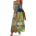 thumbnail image 1 of Vestido Van Gogh con diseño floral de almendros y escote en V, estilo bohemio, largo, para mujer, con gráficos kawaii, maxivestido 3XL, 4XL, 5XL, 1 of 7