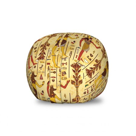 Egyptian Print Storage Toy Bag Chair  Characters and Hieroglyphs Retro Grunge Aged Paper Style Backdrop  Stuffed Animal Organizer Washable Bag  Large Size  Multicolor  by Ambesonne