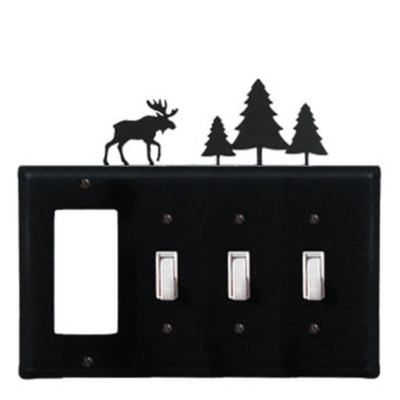 Moose & Pine Trees Single GFI CUSTOM Product Triple Switch Cover
