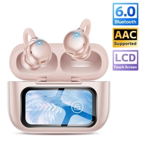Open-Ear Headphones, Wireless Clip On Earbuds with Touch Screen Charging Case 60H Playtime, Bluetooth 6.0, IPX7 Waterproof, Lightweight Comfort, Stable Fit, Open-Ear Safety Design for Workout/Running