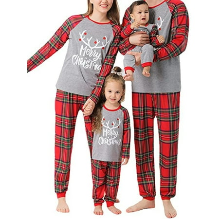 

Fanvereka Family Matching Pajamas Sets O-Neck Long Sleeve Pullover Long Pants