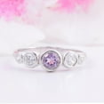 thumbnail image 2 of HeartsAndYou 1.5ct Natural Amethyst & Diamond Five Stone Bezel Set Ring 14k SOLID White Gold, 2 of 9