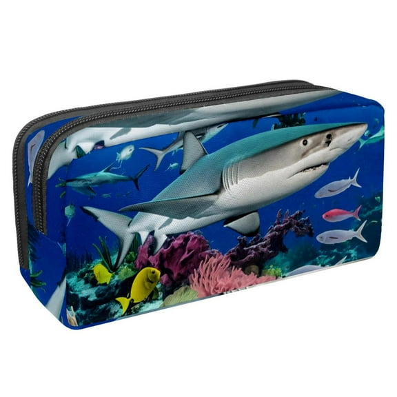 MUOOUM Pencil Case, Ocean Fish Shark Coral Large Capacity Pencil Pouch Stationery Pen Bag