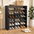 thumbnail image 2 of Costway 3 PCS Stackable Shoe Rack 31-Inch Horizontal Organizer 2-tier StorageShelf Black, 2 of 8