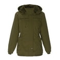 thumbnail image 2 of Viikei Winter Coats for Women Women Cotton-Padded Fleece Mid-length Detachable Hood Collar Warm Fleece Coat, 2 of 3
