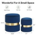 thumbnail image 3 of Homebeez Round Velvet Storage Ottoman,Vanity Stool Modern Upholstered Footstool Blue , Pack of 2, 3 of 5