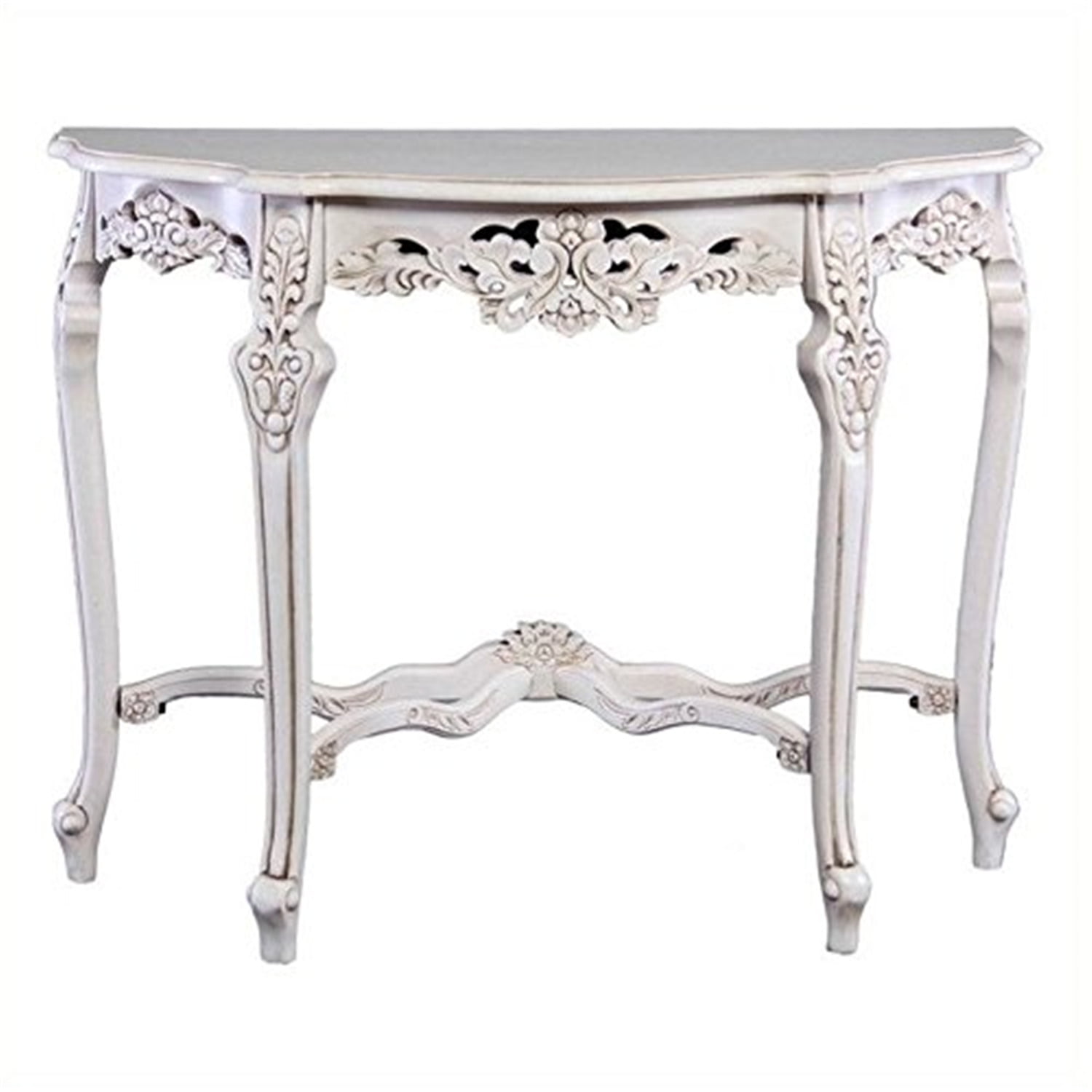 International Caravan Windsor Hand Carved Half Moon Console Table Color Antique White Walmart Com Walmart Com