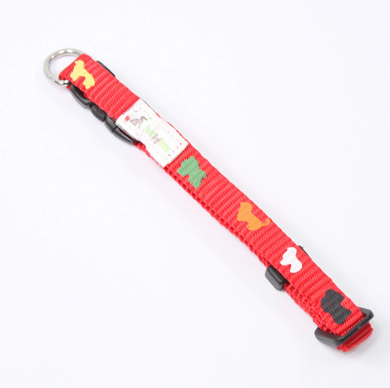 8" to 12" Inch Adjustable Red Coloful Puppies Nylon Collar for Small Sized Dogs