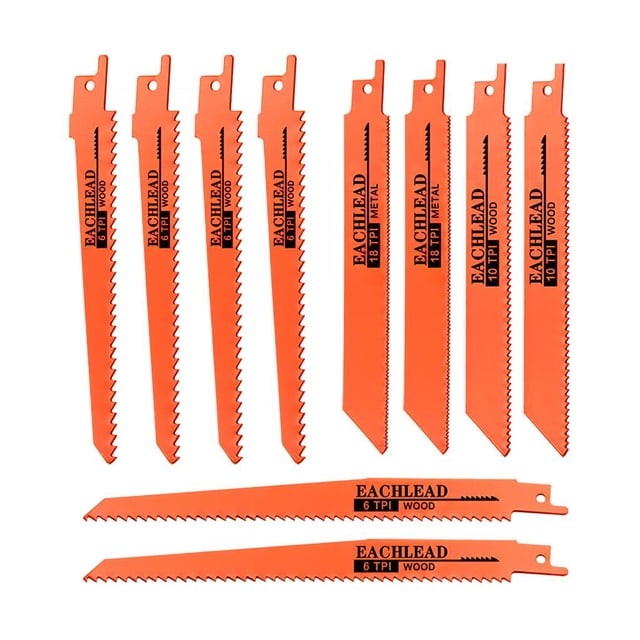 Juego De Hojas De Sierra Recíproca De 10 Uds., 148/148/195Mm, Juego De Hojas De Sierra Súper Afiladas Para Cortar Madera, Metal, Plástico, Pvc, Tablero Clavado Eigraketly TO002228-00