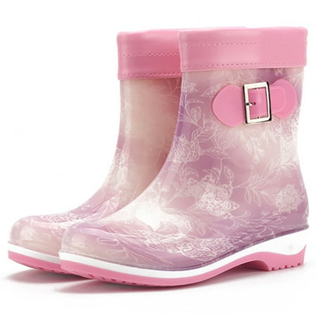 

Rain Boots Mid-calf Printed Plastic Nonslip Rain Shoes Rainy Boots for Women