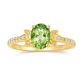 thumbnail image 2 of 925 Sterling Silver 14K Yellow Gold Oval Shape Created Peridot Cubic Zirconia Engagement Ring for Women, 2 of 5