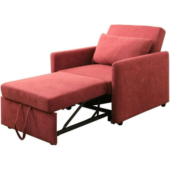 Sleeper Sofa/Chair/Bed for Adults, 3-in-1 Convertible Sofa Chair Bed Pull Out Couch, Comfy Lounge Lazy Recliner Sofas, Velvet Chaise for Living Room Indoor Office Bedroom Apartment Dorm, Red Velvet