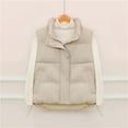 thumbnail image 2 of Htigea Womens Puffer Sleeveless Jackets Lightweight Stand Collar Vest Solid Zip Up Outerwear from Fall to Winter Beige XL, 2 of 3