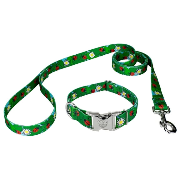 Country Brook Petz® Premium Ladybug Picnic Dog Collar and Leash, Medium