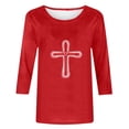 thumbnail image 4 of DDAPJ pyju Jesus Cross T-Shirt Women Christian Religious Shirts Easter Day Print Tops Casual 3/4 Sleeve Tee Blouse Red XXL, 4 of 6