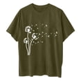 thumbnail image 4 of WREESH Women's Oversized T-Shirts Casual Round-Neck Printed Loose Short Sleeve Graphic Tops Olive Green, 4 of 5