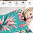 thumbnail image 3 of ZHZY Pineapple Watercolor Fruit Pink Magenta Pineapple On A Turquoise Background Decorative Flannel Blanket Perfect Gift for All Seasons 60x80in, 3 of 6