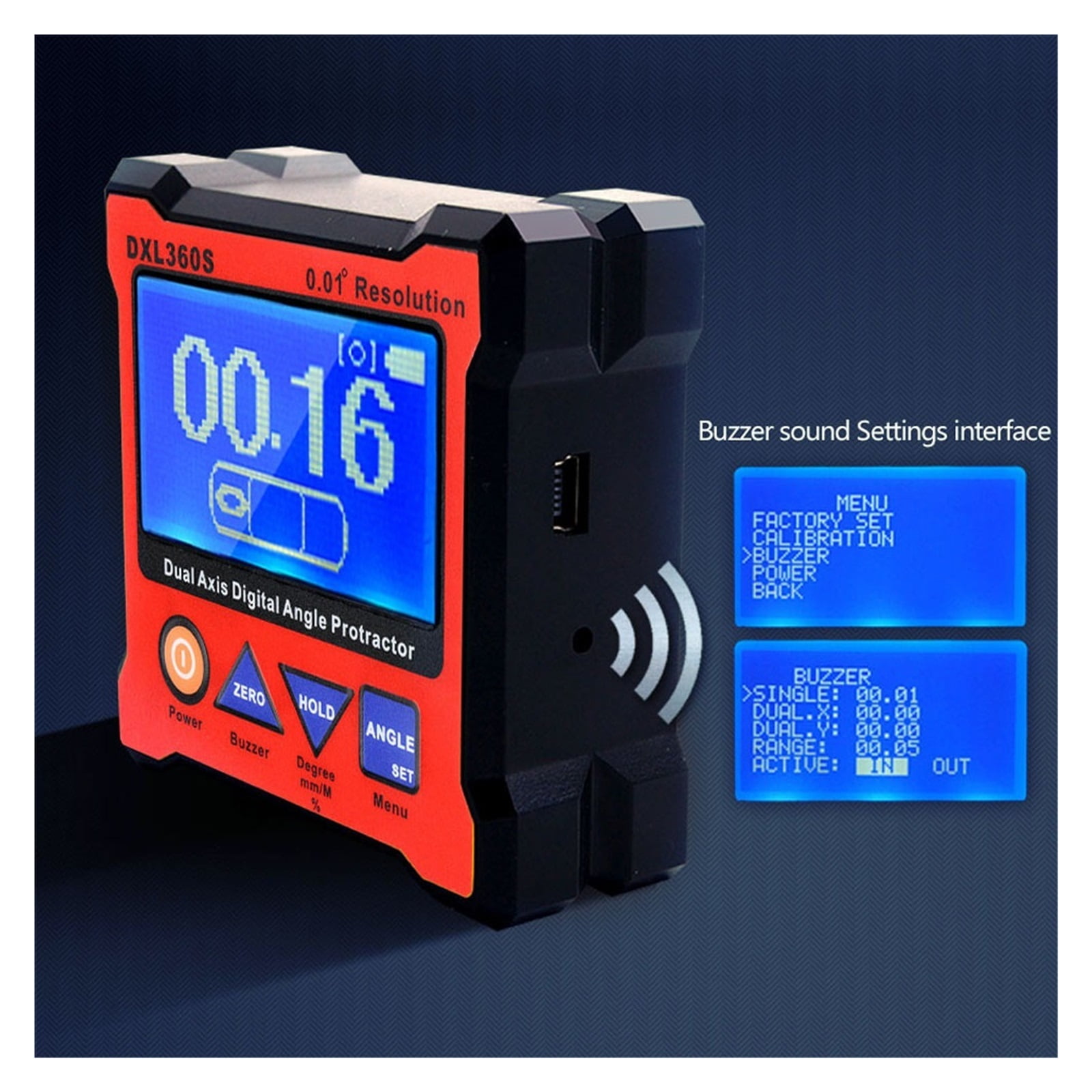 Dual Axis Digital Angle Protractor with 5 Side Magnetic Base High-precision Dual-Axis Digital ,Water-Proof & Dust Resistant