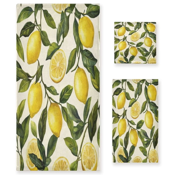 Three-Piece Towel Set Face Towel Towel Set Hand Towel Bath Towel Cotton Bath Towels Bath Towel Sets Hand Bath Towels Lemon Yellow