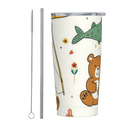 

Hand-drawn art drawings of animals 20 oz stainless steel car cup with straw cover insulated hot and cold water cup coffee cup