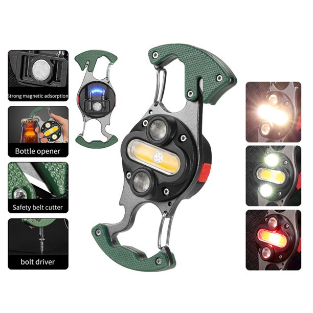 Luz De Trabajo Luz De Trabajo Lámpara Luz de trabajo COB portátil Mini llavero Linterna Camping Abrebotellas Luz LED