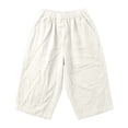 thumbnail image 5 of Kojanyu Women's 100% Cotton Elastic Waist Shorts Casual Loose Fit Wide Leg Lounge Shorts with Pockets Summer Beach Vacation Shorts, 5 of 7