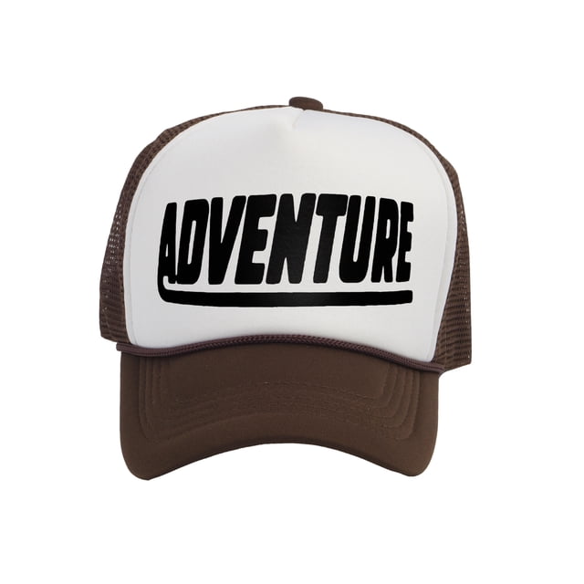Men's Adventure Hat Outdoor Trucker Cap, White/Brown