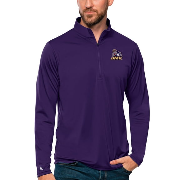 Men's Antigua Purple James Madison Dukes Tribute Quarter-Zip Top