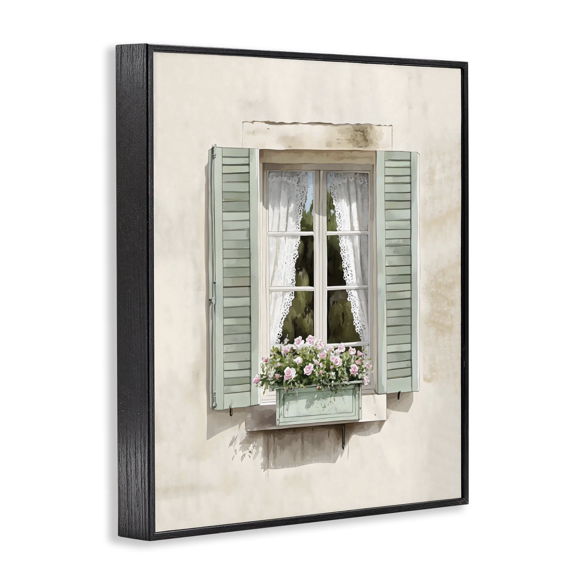 Stupell Industries French Cafe Window Curtains Black Framed Giclee Art, design by LSR Design Studio