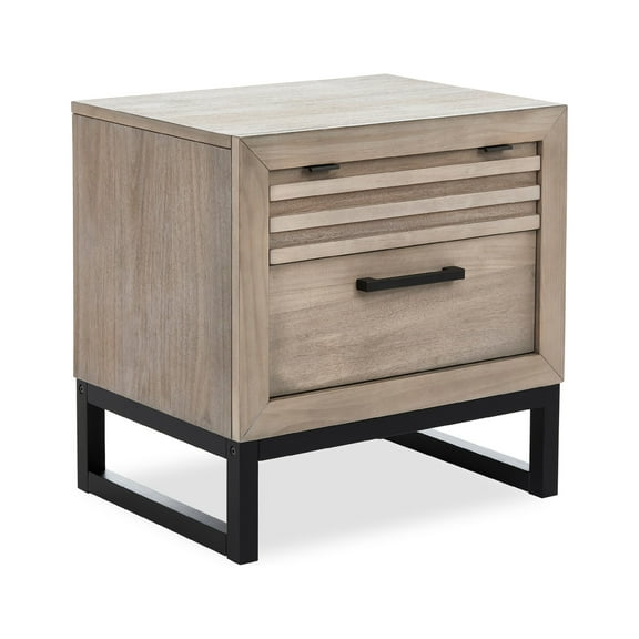 Evolur Kyoto Night Stand In Brown Stone, Spacious Drawers With Ball Bearing Glides