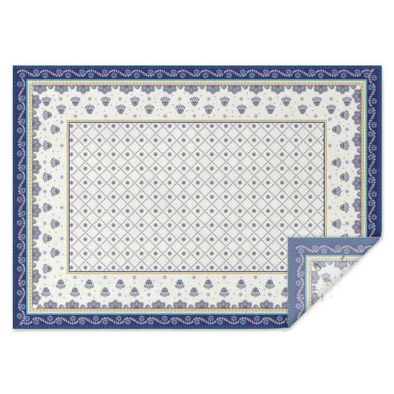 Farm Blue Floral Flowers Table Cloth,Wrinkle Free Table Cover with Polyester,Waterproof Reusable Tableclothes for Easter Birthday Picnic Wedding (Rectangle,60x84inch)