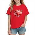 thumbnail image 2 of Xdegoge Kids Girls Heart Cluster T-Shirt, Shiny Red and Pink Hearts for Valentine’s Day, Stylish Outfit for Babies to Teens 3-10Y, 2 of 9