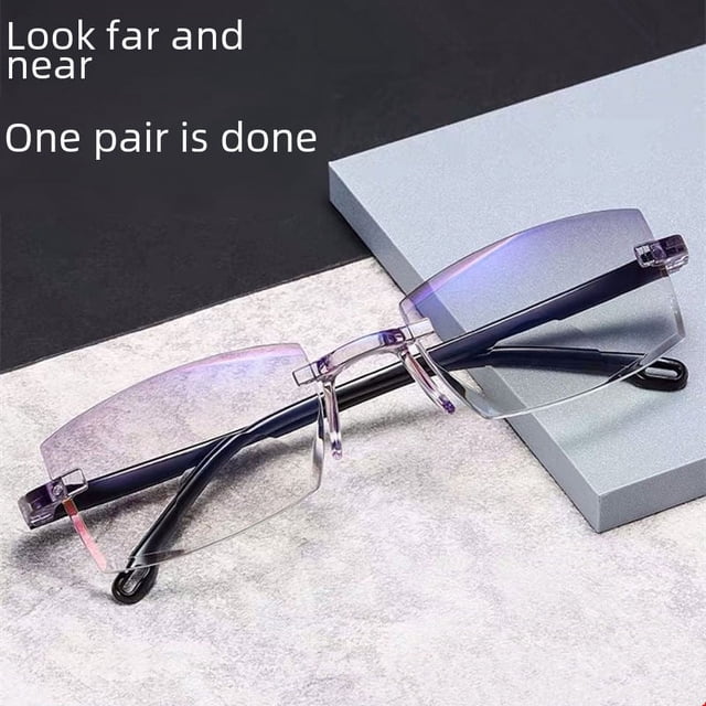 Gafas de presbicia sin marco con zoom inteligente y antiluz azul Gafas de presbicia con doble luz para calle