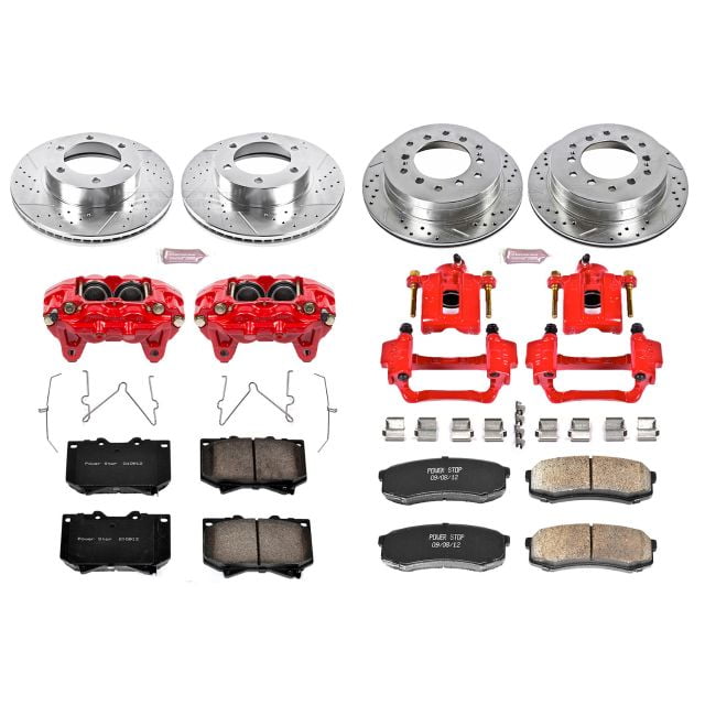 PowerStop Front and Rear Z23 Evolution Sport Brake Pad and Rotor Kit with Red Powder Coated Calipers Fits: TOYOTA Select Models KC2756