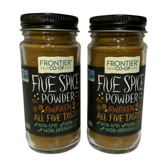 (2 Pack) Frontier Co-op Five Spice Powder, 1.92 oz Each – Sweet & Savory Chinese Seasoning Blend, Non-Irradiated, Resealable Glass Jars