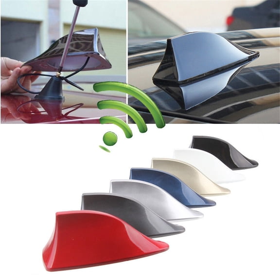 Bowayaoa Universal Shark Fin Car Antenna, Radio Signal Aerial, No Drilling Easy Install Streamlined Decorative Roof Antenna Exterior Trim Accessory