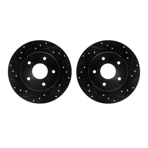 Dynamic Friction Company Rear Brake Rotors-Drilled and Slotted-Black 8002-40084
