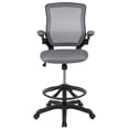 thumbnail image 6 of Emma + Oliver Mid-Back Dark Gray Mesh Ergonomic Drafting Chair with Foot Ring and Flip-Up Arms, 6 of 12