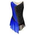 thumbnail image 3 of Miutii Girls Rhinestone Sleeveless Gymnastics Leotard Dress Mesh Splice Figure Skating Jumpsuit Biketard Unitard Royal Blue 16, 3 of 7