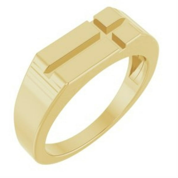 Auriga Fine Jewelry 14k Yellow Gold Rectangle Cross Signet Ring for Women Size 7