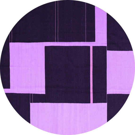 Ahgly Company Indoor Round Abstract Purple Contemporary Area Rugs, 5' Round
