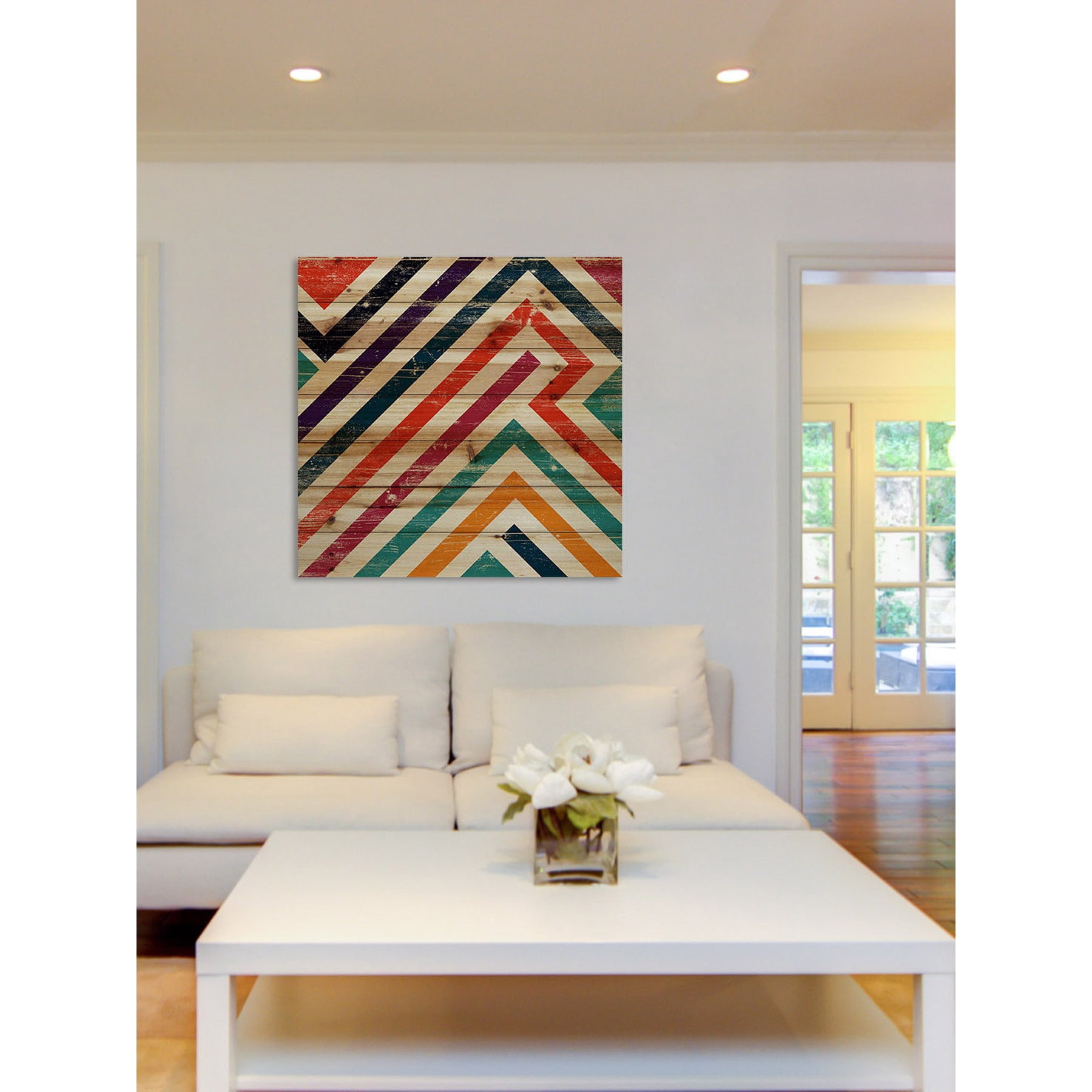"Paths of Color" Painting Print on Natural Pine Wood