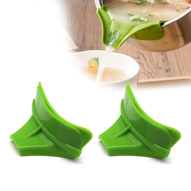Colador de silicona para cocina, ollas antiderrames, Deflector de borde redondo, embudo para verter sopa, 2 piezas