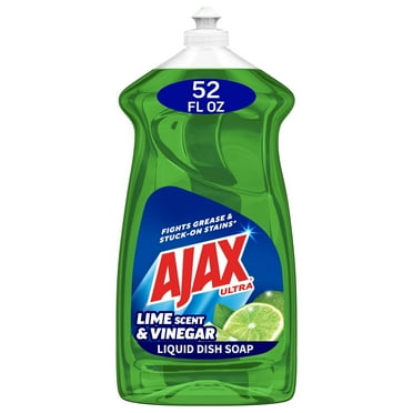 Ajax Ultra Liquid Dish Soap Vinegar and Lime Scent, Sparkling Clean Dishes, 52 oz Bottle