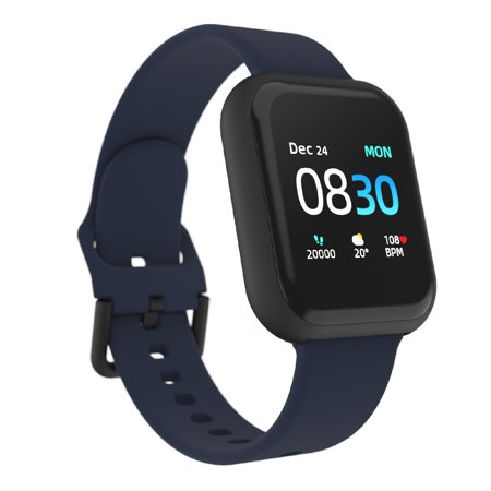 iTouch Air 3 Smartwatch Fitness Tracker: Black Case with Navy Strap