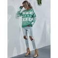 thumbnail image 3 of Women's Christmas Sweater Elk Snowflake Knit Round Neck Pullover, 3 of 8