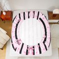 thumbnail image 4 of Manfei Cute Coquette Bow Fitted Sheet Full,Black Geometric Stripes Bed Set,3 Pieces,1 Fitted Sheet and 2 Pillowcases, 4 of 6