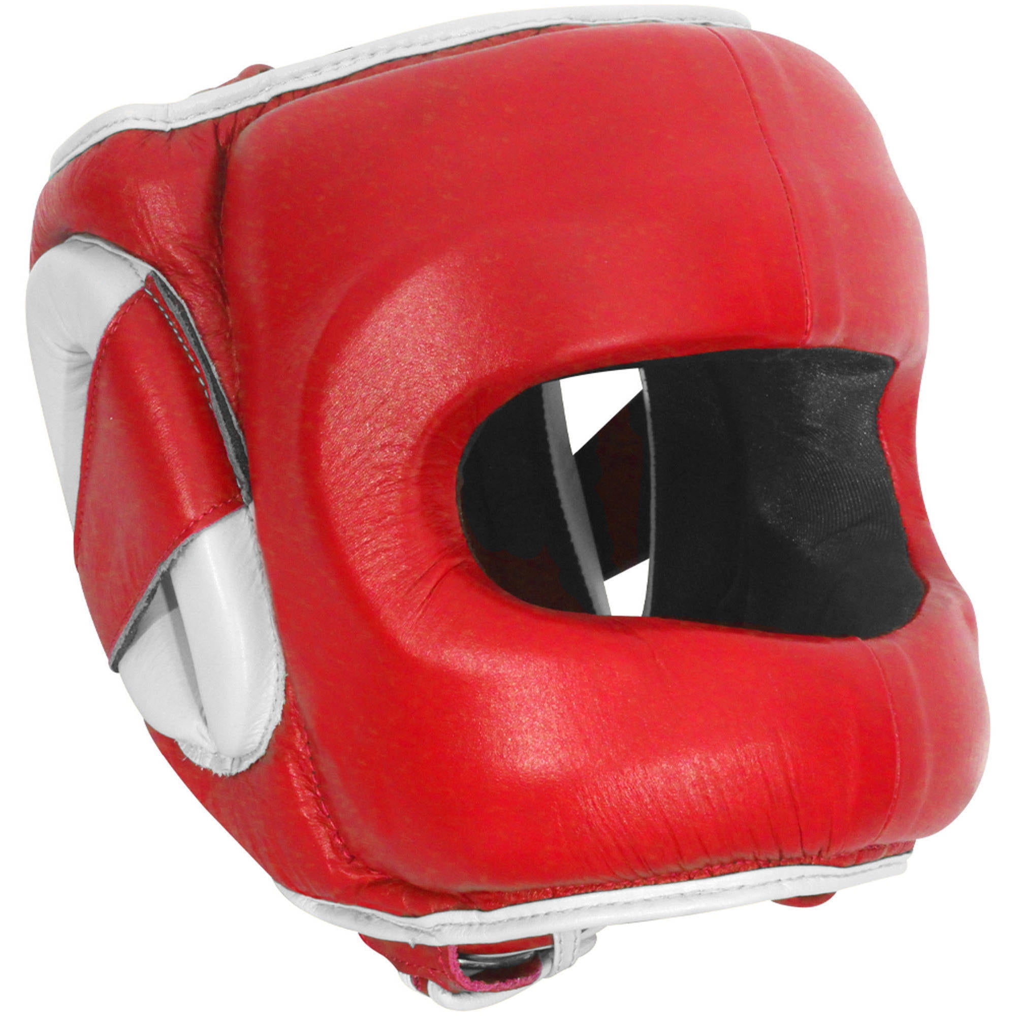 Black/Red Ringside Face Saver Boxing Headgear with Plastic Shield 