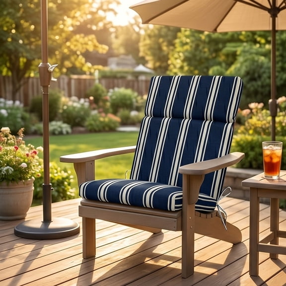 Outdoor High Back Chair Cushion, Water-Resistant Seat and Back Pad with Ties, Comfortable Portable Cushion for Patio Garden and Camping