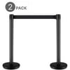 Sentry Stanchions with Retractable Belts Crowd Control Barriers Set of 2 Red Carpet Ropes And Poles Safety Caution Queue Posts 35.4" Height, 6.5" Feet Indoor Outside Museums Bank Hotel